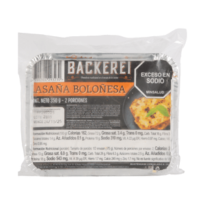 Lasaña Boloñesa Backerei 350 Grs