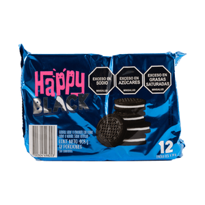 Galleta Sandwich Happy Black 12 Pq 408 G