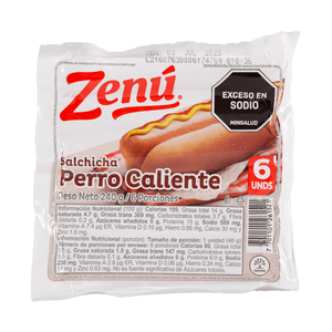 Salchicha Perro Caliente Zenu X 240 G