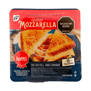 Queso Mozzarella Tajado X 250 G Latti