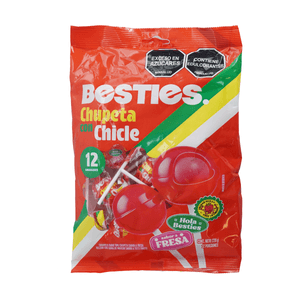 Chupetas Fresa Besties 228 Gr X12 Und