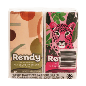 Pañuelo Facial Rendy 4 por 10 Und